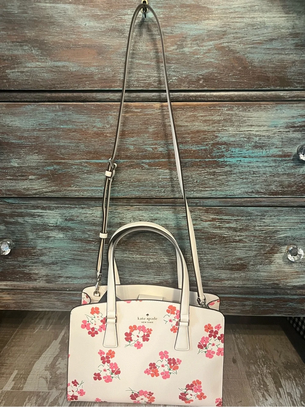 NWT!KATE Spade♠️PLAYFUL & PRETTY Cream Medium Floral Satchel/Crossbody!MSRP$399! - Picture 1 of 12
